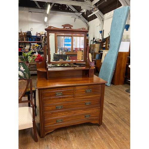 90 - 4 drawer, mirrored dresser with original key.
172cm h x 106cm l x 49cm d