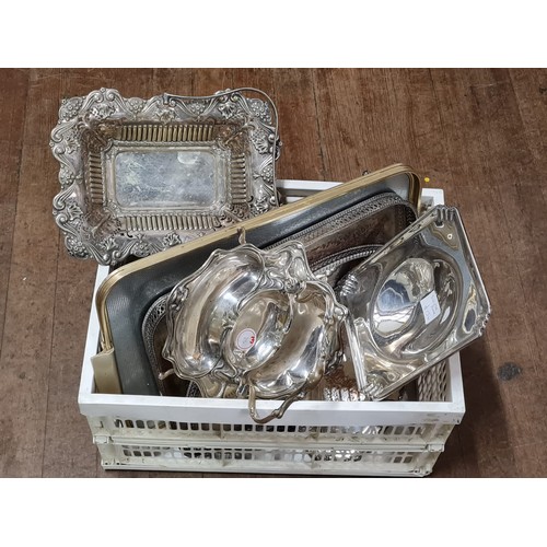 58 - Selection of vintage plated ware to include trays etc.