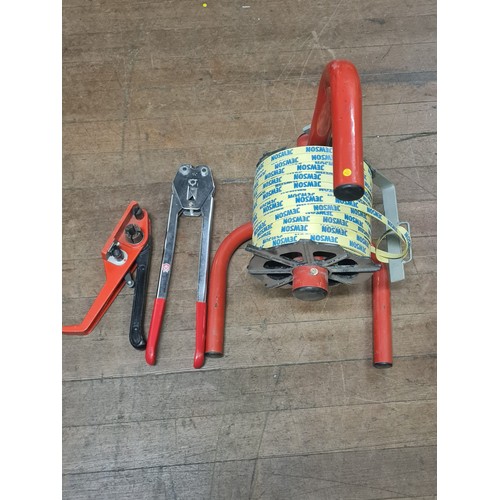 Pallet strapping & banding tools to include tensioner, sealer & banding.