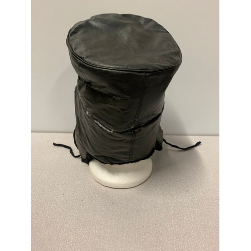 84 - Soviet Russian leather ushanka.