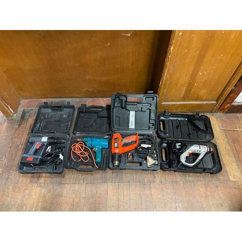 485 - 4 cased power tools to include electric drills etc.