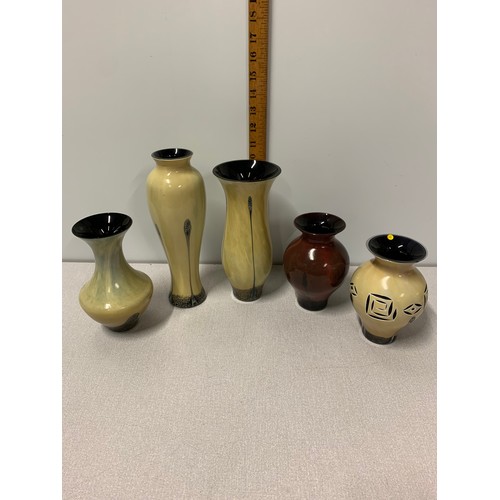 88 - Art nouveau Caithness ebony sand vases.
Tallest 26cm