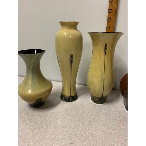 88 - Art nouveau Caithness ebony sand vases.
Tallest 26cm