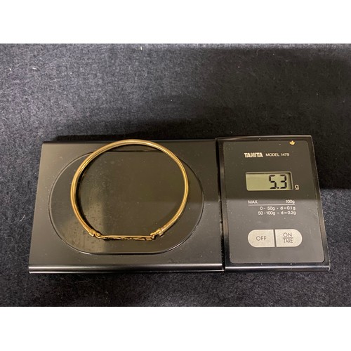 140 - 9ct gold rennie macintosh style bangle 
5.3 grams