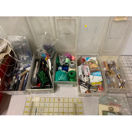 67 - Selection of craft items to include beads and crochet hooks etc.