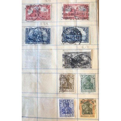 65 - Small stamp book with approx. 17 pages (150 stamps minimum) Mostly Deutsche Reich's post stamps alon... 