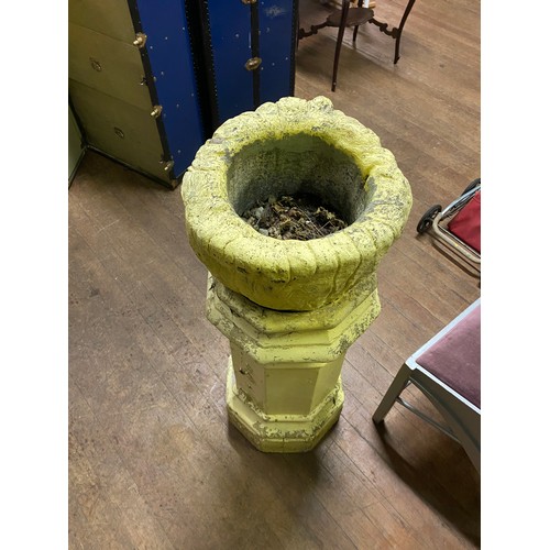 74 - Large victorian stone chimney with clown face planter