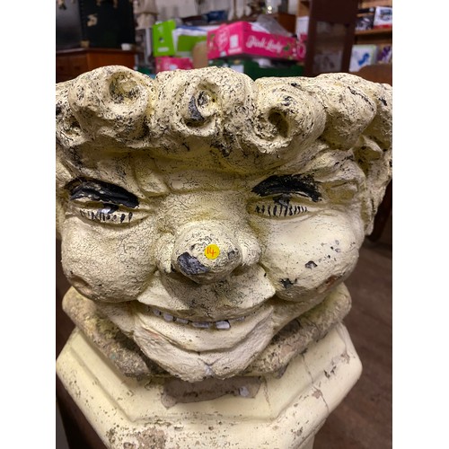 74 - Large victorian stone chimney with clown face planter