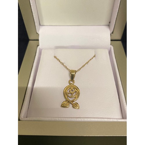 115 - 9ct gold rennie macintosh style chain & pendant