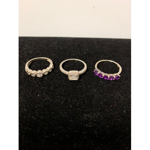 104 - 3 x hallmarked gem set rings.