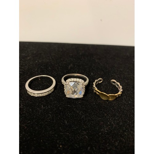 107 - 3 x hallmarked gem set rings.