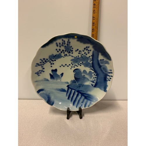 61 - 20th century blue & white oriental plate.
34cm diameter.