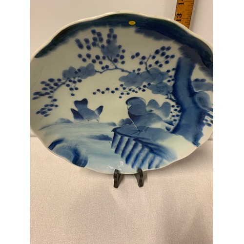 61 - 20th century blue & white oriental plate.
34cm diameter.