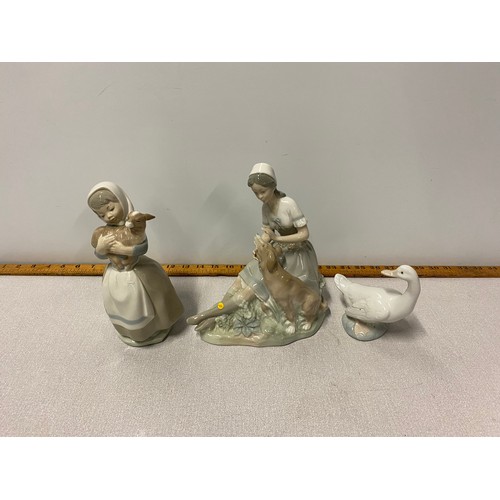 19 - 3 Nao figurines to include lady with dog.
Tallest 24cm