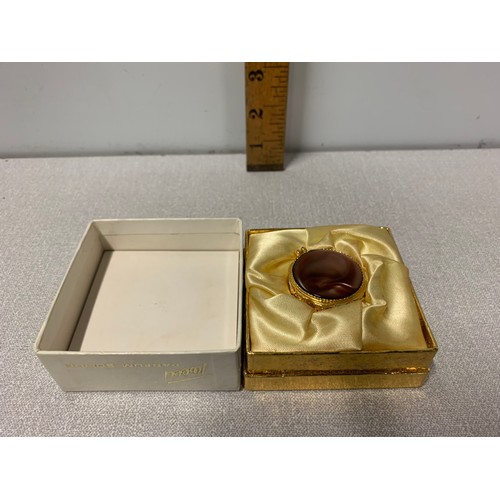 116 - Vintage Boxed 1940's Lentheric Tweed solid perfume compact with mother of pearl lid