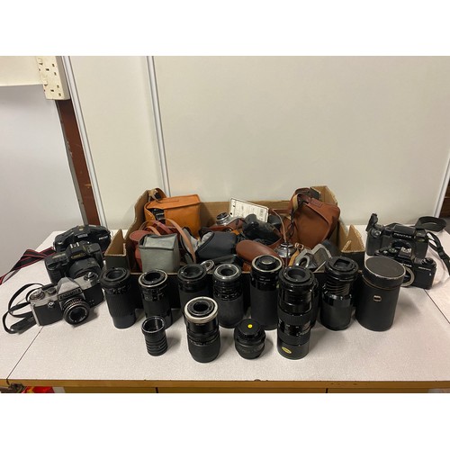 11 - Large selection of cameras & lenses to include Pentax Practicka etc.