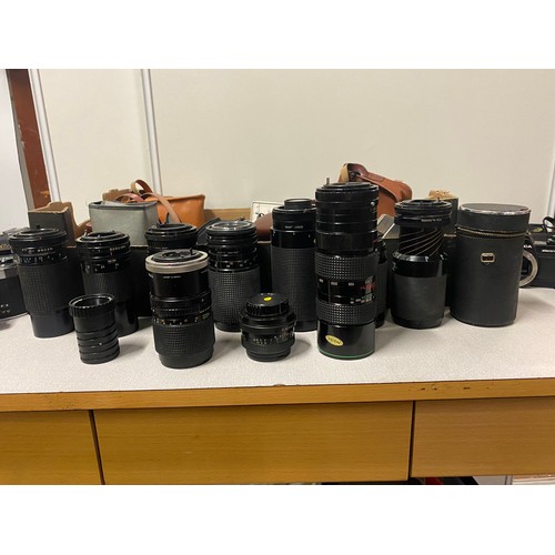 11 - Large selection of cameras & lenses to include Pentax Practicka etc.
