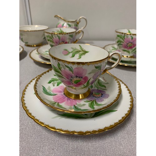 203 - 20 piece Tuscan tea set hand painted & signed by M. Smith. (damage to 1 plate)