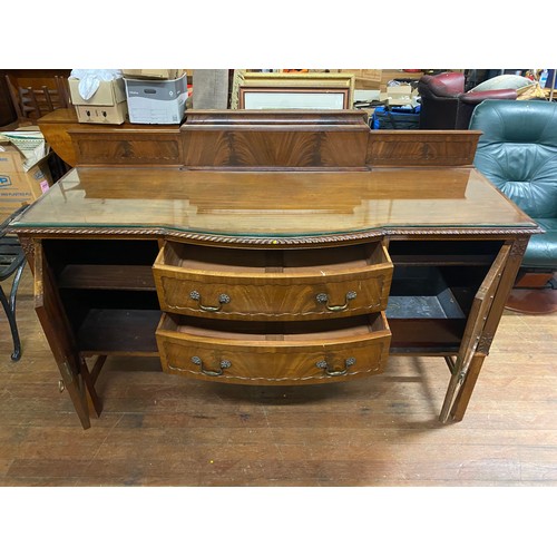 27 - Vintage burr walnut finish sideboard with glass top.
165cm  x long 116cm high