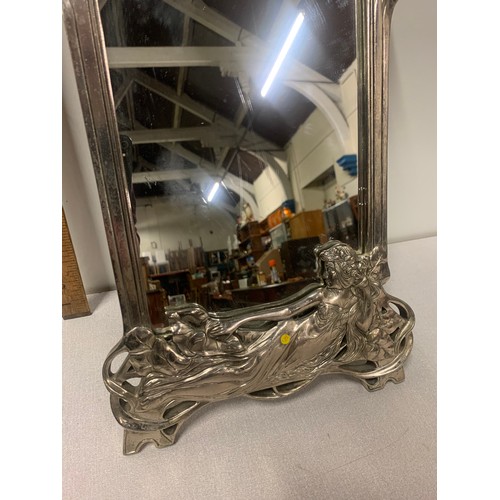 34 - Art Nouveau style resin vanity mirror. Slight damage -see pic.