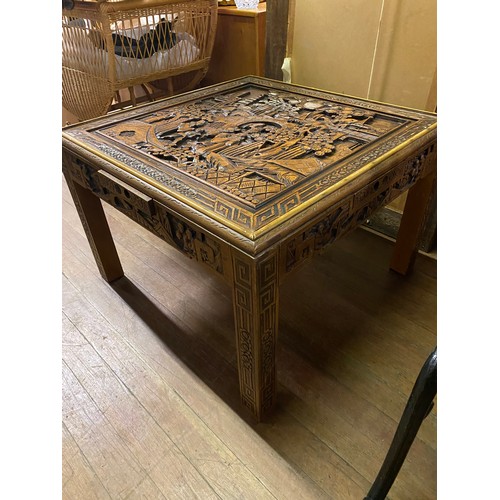 60 - Oriental solid wood hand carved table with 4 drawers
75cm x 75 x 52 high