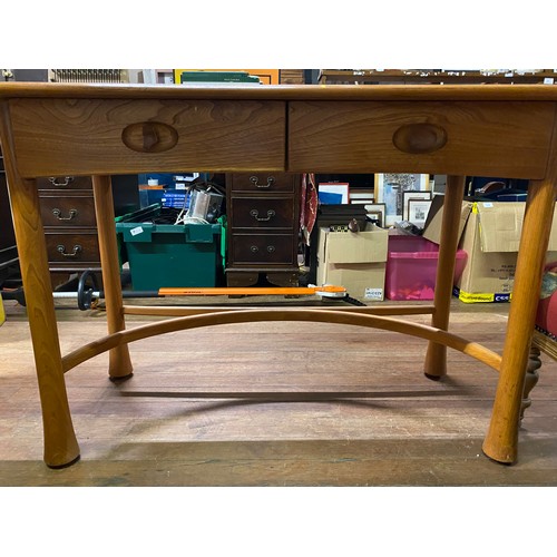 152 - Ercol solid elm Windsor 2 drawer console table. Slight damage to one handle. See pics for condition.... 