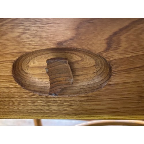 152 - Ercol solid elm Windsor 2 drawer console table. Slight damage to one handle. See pics for condition.... 