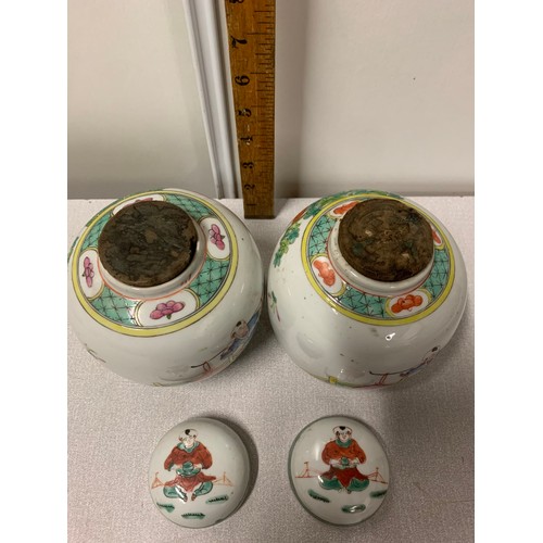 72 - Pair of vintage Chinese ginger jars. Both marked to base.