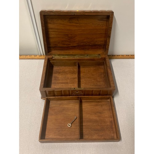 153 - Vintage wooden hand carved jewellery box.