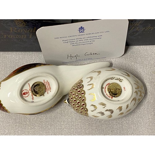 229 - Boxed Royal Crown Derby Quail and pheasant.