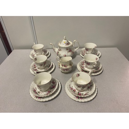 2 - 21 piece Royal Albert 'lavender rose' tea set.