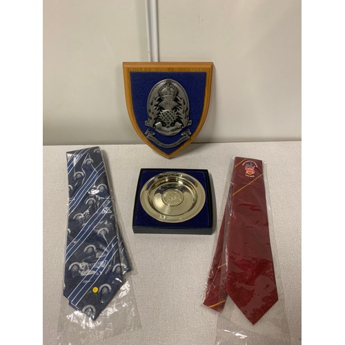 90 - Central Scotland police plaque, plate and two ties - Central Scotland Police and Royal Burgh Of Stir... 