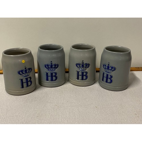 16 - Set of 4 German HB tankards.