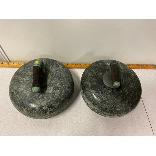 41 - Antique 1900's granite curling stones. Possibly Ailsa Craig or Crawford John.