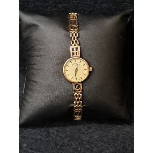 62 - 9ct gold Ladies Rennie Mackintosh design Rotary wrist watch.