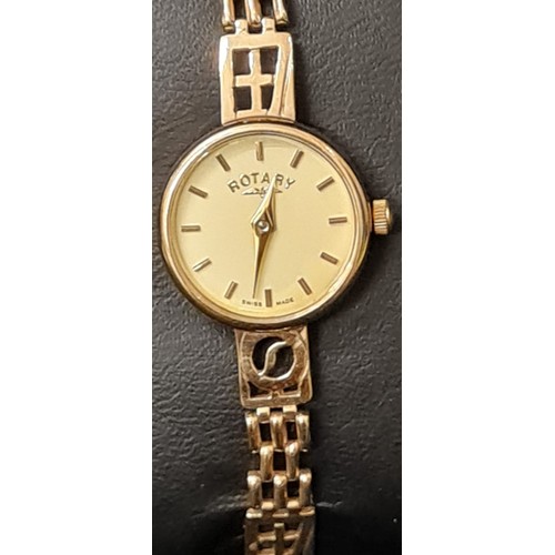 62 - 9ct gold Ladies Rennie Mackintosh design Rotary wrist watch.