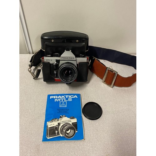 109 - Vintage Praktica MTL5 camera and case with instruction manual.