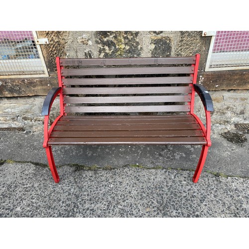 115 - Vintage garden bench with cast iron bench ends.