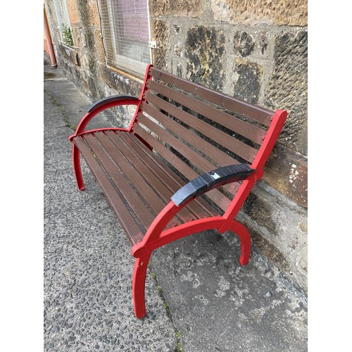 115 - Vintage garden bench with cast iron bench ends.