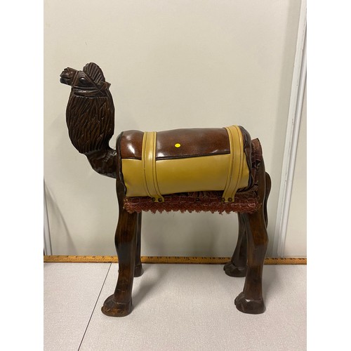 2 - Vintage wooden camel stool with leather seat.
50cm h