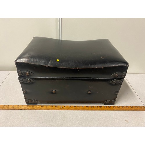 6 - Vintage leather storage chest/stool.