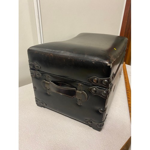 6 - Vintage leather storage chest/stool.