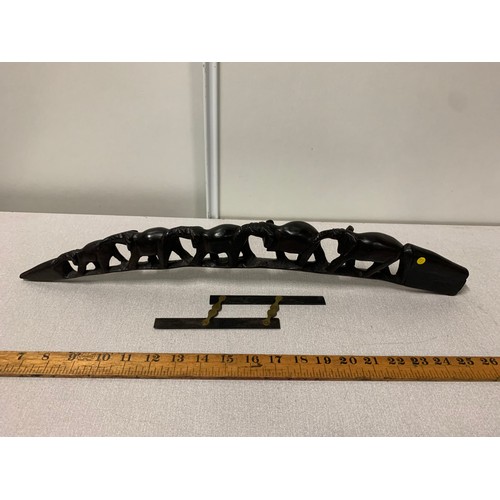 9 - Carved Ebony elephant bridge along with ebony parallel ruler.