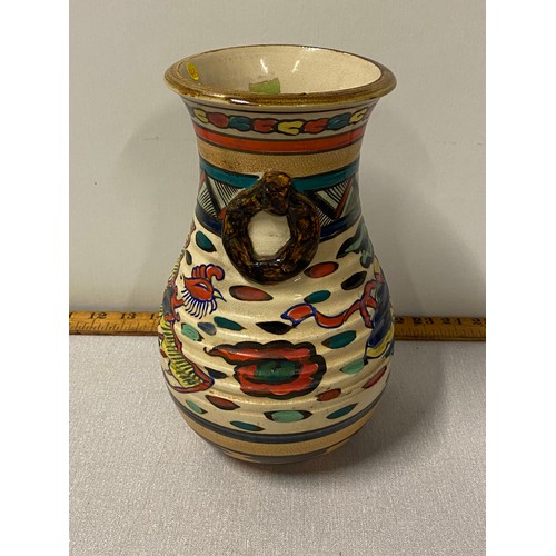 29 - Art Deco, hand painted, Asian stone ware vase depicting phoenix. Marked to base.
24cm h