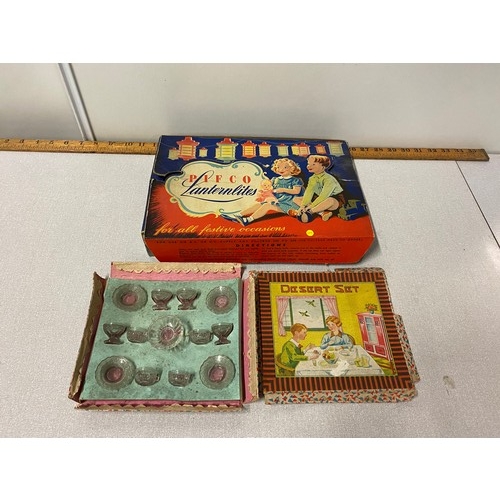 49 - 1950's Pifco Lanternlites in original box along with Boxed dolls house dessert set.