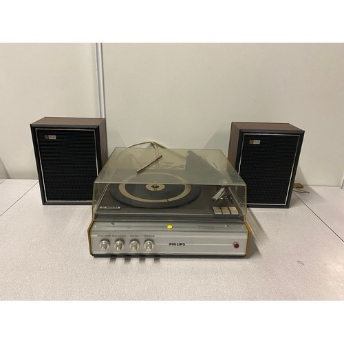 52 - Vintage Philips Stereo turn table and speakers.