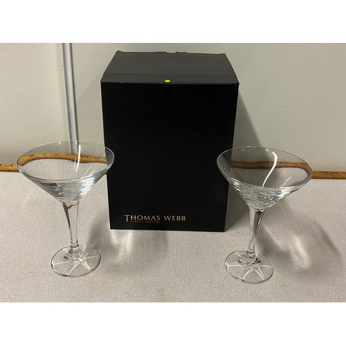 70 - Pair of Thomas Webb crystal martini glasses.