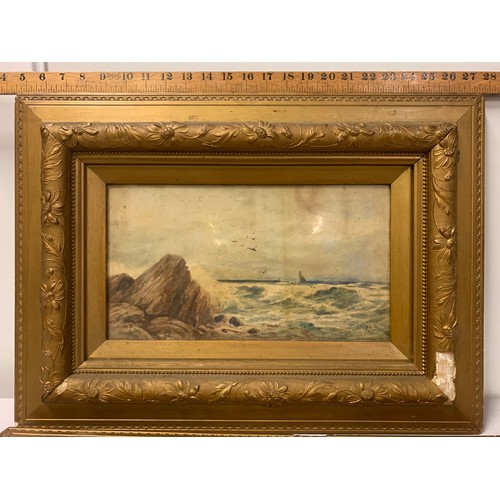 262 - Pair of antique water colours by J Goldrick. Both original gilt frames have slight damage.
59cm x 43... 