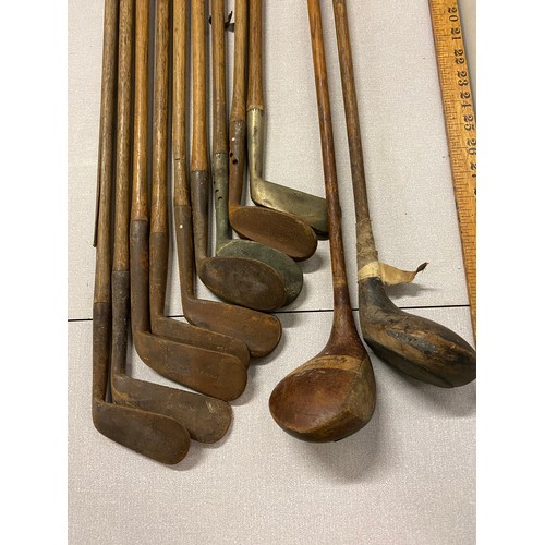 88 - Collection of antique hickory shafted golf clubs.