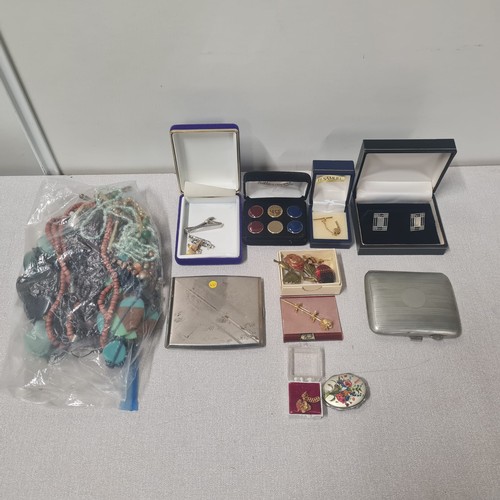 89 - Selection of costume jewellery and cigarette cases etc.